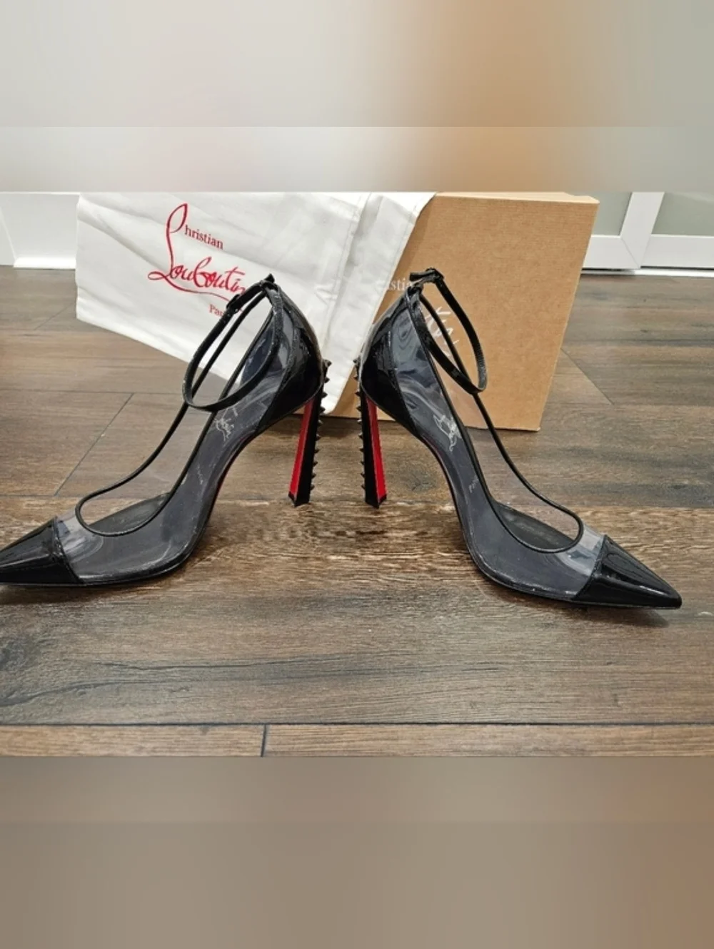 CHRISTIAN LOUBOUTIN Debout Condora 100 PVC Patent Pumps 40 NWT Black - Picture 6 of 12